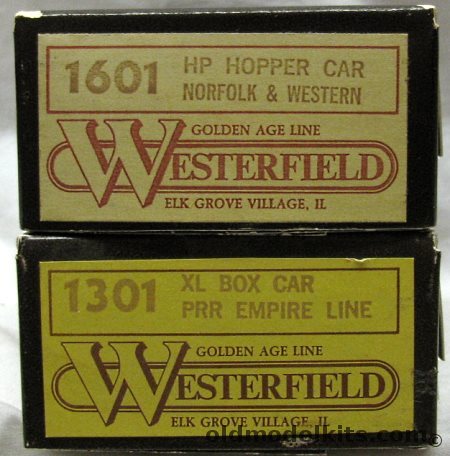 Westerfield 1/87 2 Models / PRR Empire Line XL Box Car and Norfolk & Western JP Hopper Car - HO Craftsman Kits, 1301 1601 plastic model kit